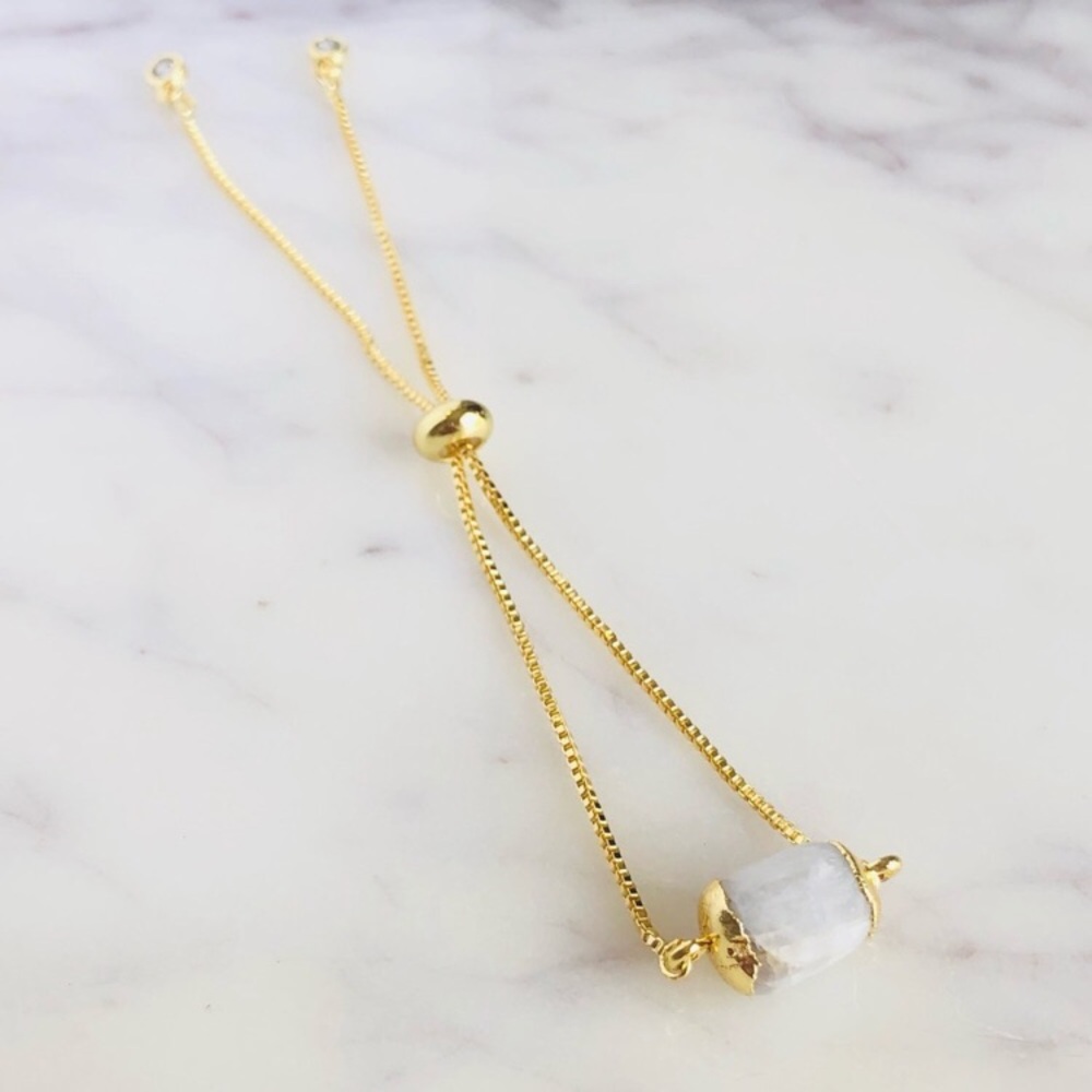 Genuine Moonstone Gold Slider Bracelet